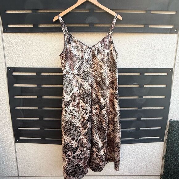Torrid Midi Satin Slip Dress in Snake Brown | Size 1 - Picture 5 of 8